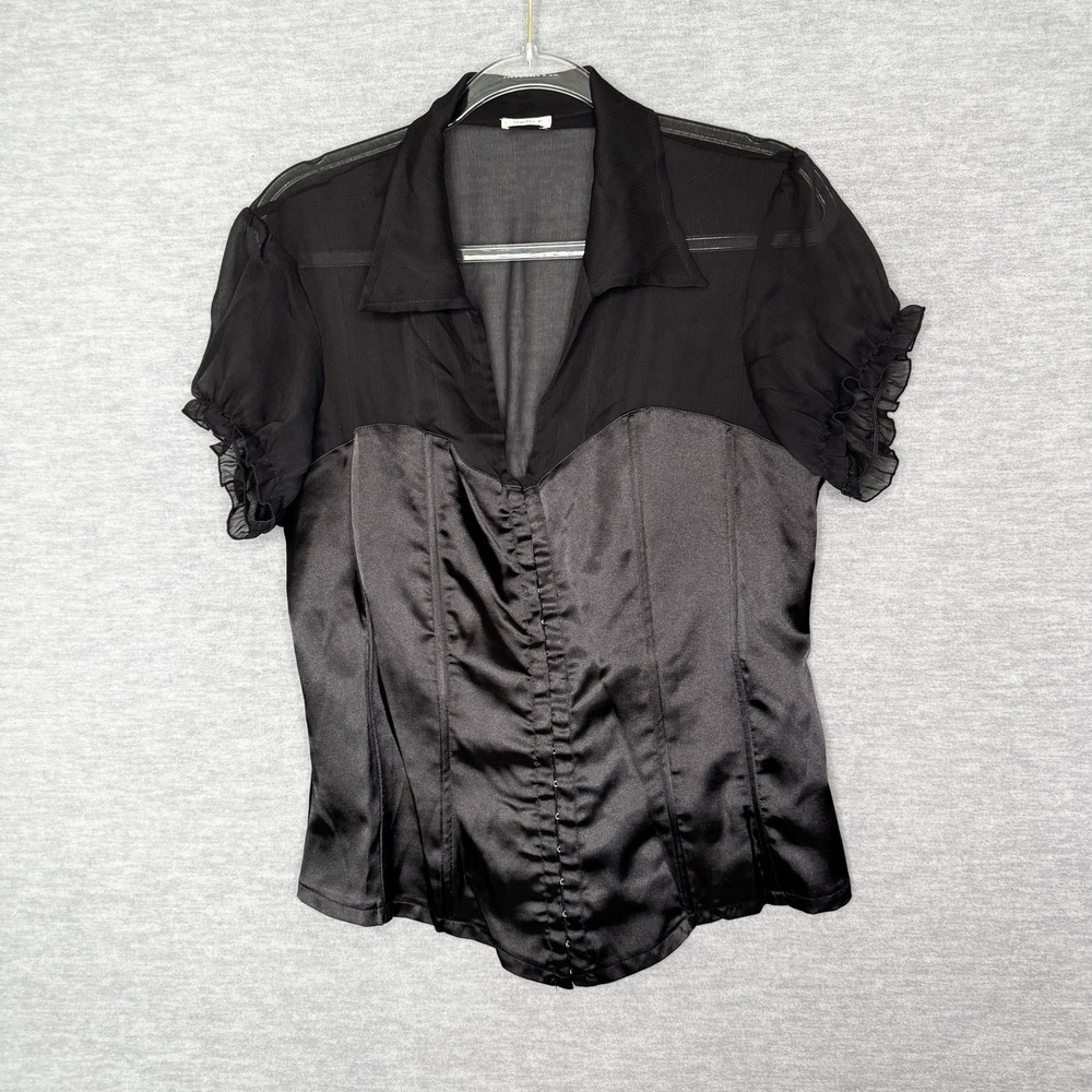 Studio Y Sheer Whimsigoth Corset‎ Top Dark Coquette Y2K Size Large Sheer Career